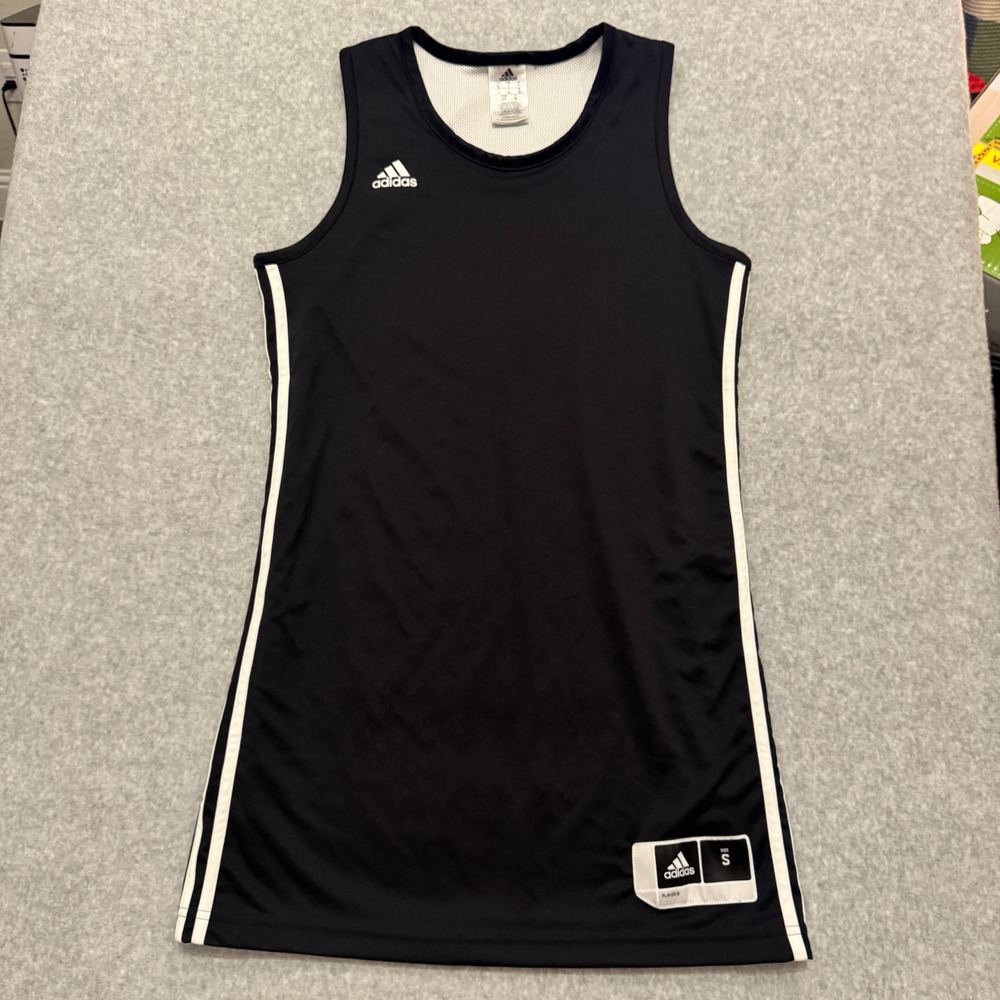 Adidas Mens Basketball Jersey Black White Striped Tank Top Small athletic